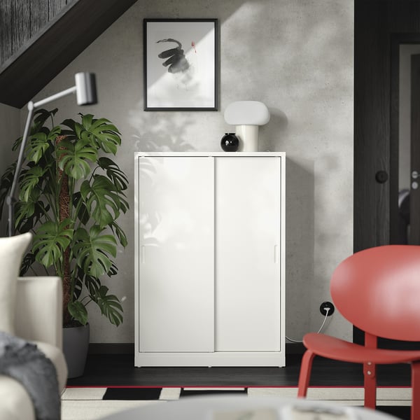 TONSTAD ทุนสตัด ตู้บานเลื่อน, ออฟไวท์, 81x37x116 ซม.