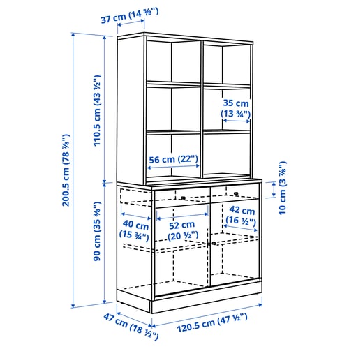 TONSTAD ทุนสตัด ชุดตู้เก็บของ, วีเนียร์โอ๊ค, 121x47x201 ซม.