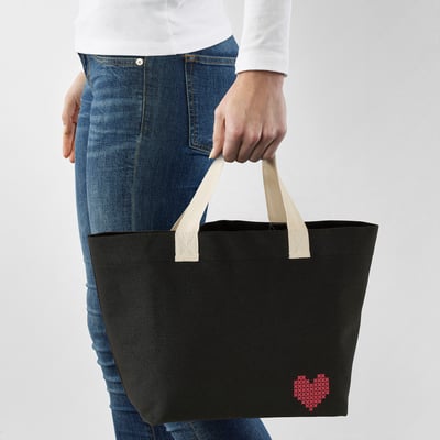 TOSSDAN ทอสส์ดาน กระเป๋าผ้า, แดง/ดำ, 12 ลิตร