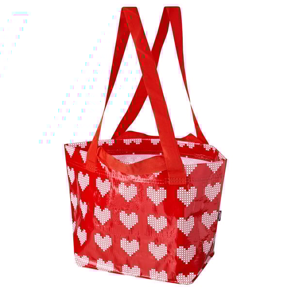 TOSSDAN ทอสส์ดาน กระเป๋าช้อปปิ้ง, แดง/รูปหัวใจ, 27x18x27 ซม./13 ลิตร