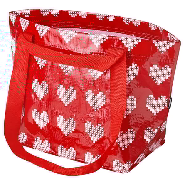 TOSSDAN ทอสส์ดาน กระเป๋าช้อปปิ้ง, แดง/รูปหัวใจ, 27x18x27 ซม./13 ลิตร