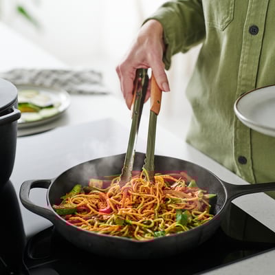 VARDAGEN วาร์ดาเกน ที่คีบอาหาร, สเตนเลส/ไม้บีช, 30 ซม.