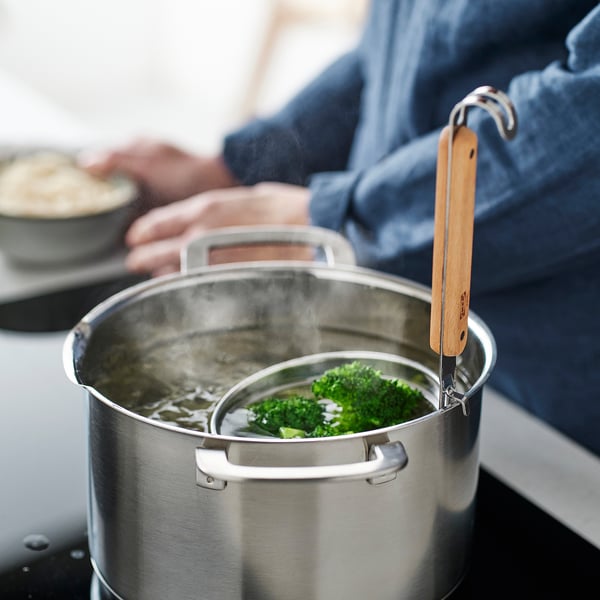 VARDAGEN วาร์ดาเกน ตะกร้อลวกเส้น, สเตนเลส/ไม้บีช, 30 ซม.