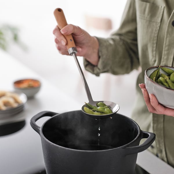 VARDAGEN วาร์ดาเกน กระชอน, สเตนเลส/ไม้บีช, 32 ซม.