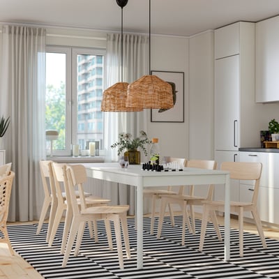 TONSTAD / LISABO Table and 6 chairs, off-white/ash, 78 3/4x33 1/2 "
