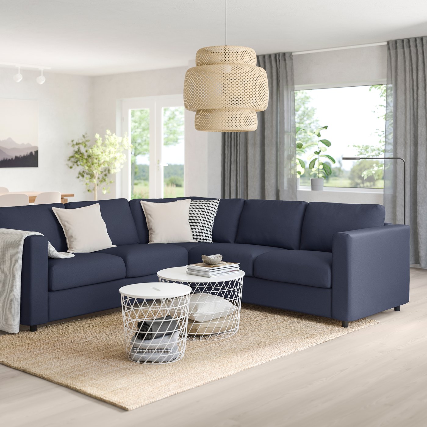 Ikea Finnala Sectional, 4-seat Corner, Orrsta Black-blue, Height Including Back Cushions: 33 1/2 "