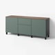 BESTÅ Storage combination with drawers, black-brown Krukmakare/dark gray-green walnut effect, 70 7/8x16 1/2x29 5/8 "