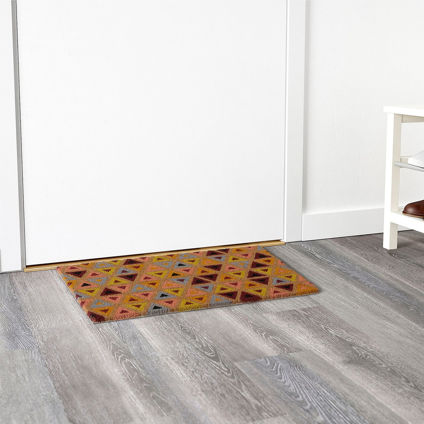 ABILDÅ door mat, multicolor/triangle pattern, 1'4