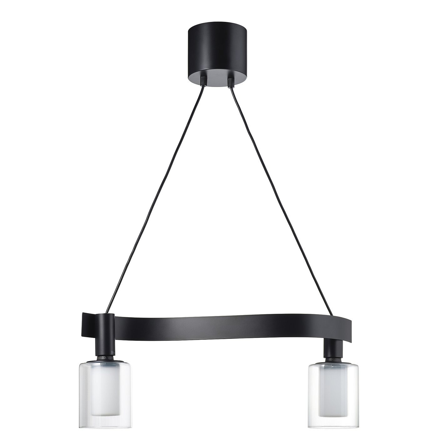 ACKJA / TRÅDFRI pendant lamp with LED bulb, wave shaped black