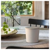 ADLAD Scented candle in ceramic jar w lid, Scandinavian Woods/white, 60 hr