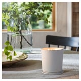ADLAD Scented candle in ceramic jar w lid, Scandinavian Woods/white, 60 hr