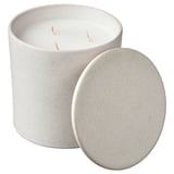 ADLAD Scented candle in ceramic jar w lid, Scandinavian Woods/white, 60 hr