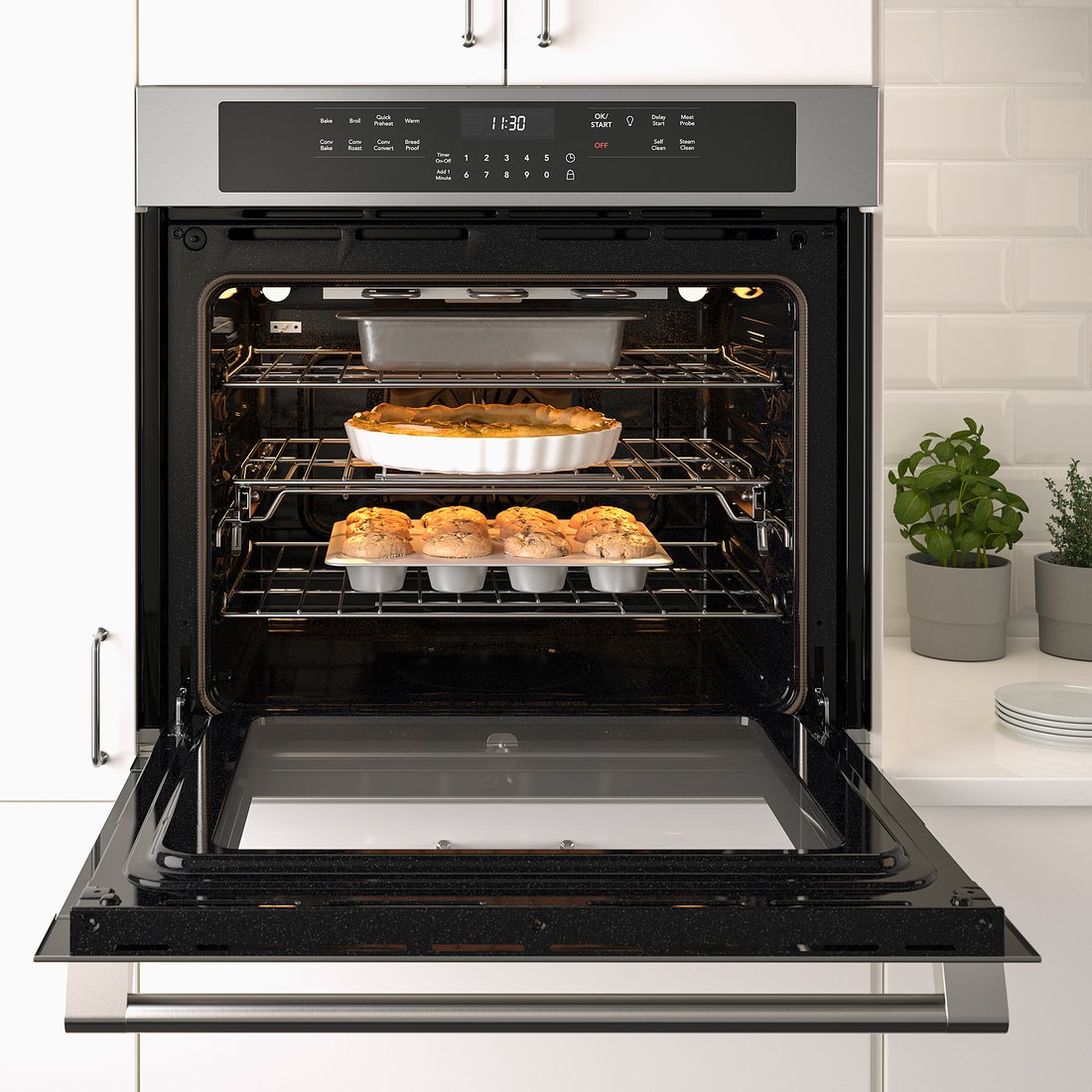 ADRÄTT Wall ov w true conv+selfcleaning, Stainless steel IKEA