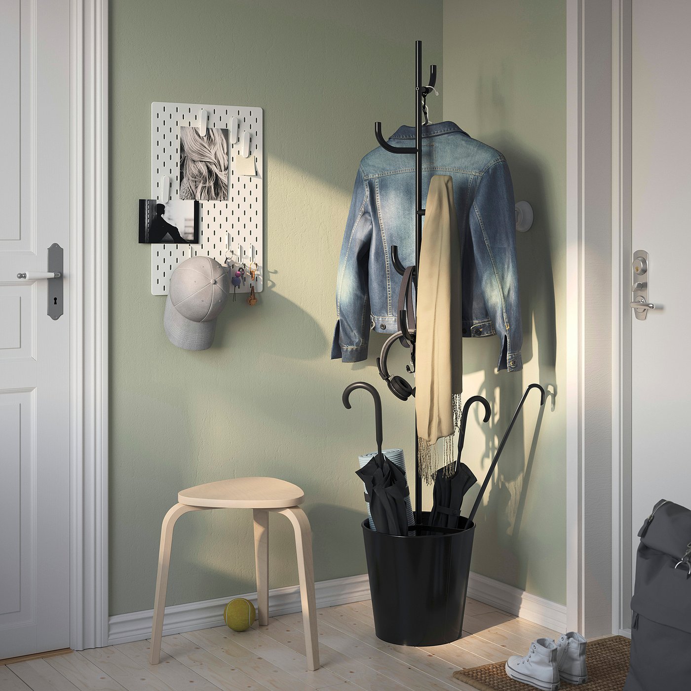 ÄLGANÄS hat and coat stand, black, 681/8x13