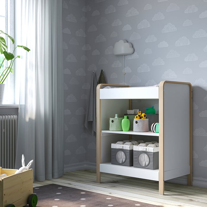 ÄLSKVÄRD changing table, birch/white IKEA