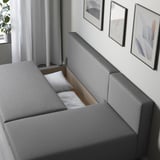 ÄLVDALEN 3-seat sleeper sofa with chaise, Knisa gray-beige