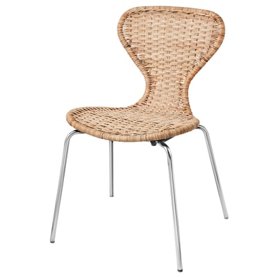 ÄLVSTA Chair, handmade rattan/Sefast chrome plated