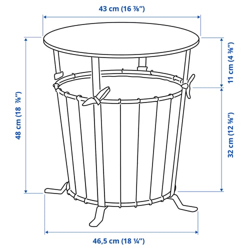 Illustration with measurements for the product: ÄNGESBYN.