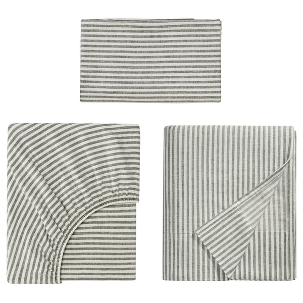 ÄNGSDVÄRGMAL Sheet set, green/stripe, Twin