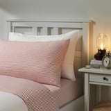 ÄNGSDVÄRGMAL Sheet set, light beige/red, Twin