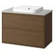 ÄNGSJÖN / BACKSJÖN Bathroom vanity w/ drawers and sink, brown oak effect/gray stone effect, 37x21 1/2x28 1/4 "