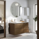 ÄNGSJÖN / BACKSJÖN Bathroom vanity with sink & faucet, brown oak effect/gray stone effect, 49x21 1/2x28 1/4 "