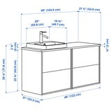 ÄNGSJÖN / BACKSJÖN Bathroom vanity with sink & faucet, brown oak effect/gray stone effect, 49x21 1/2x28 1/4 "