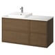 ÄNGSJÖN / BACKSJÖN Bathroom vanity with sink & faucet, brown oak effect/white marble effect, 49x21 1/2x28 1/4 "