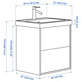 ÄNGSJÖN / BACKSJÖN Bathroom vanity with sink & faucet, brown oak effect, 24 1/8x21x27 1/2 "