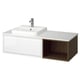 ÄNGSJÖN / BACKSJÖN Bathroom vanity with sink & faucet, high-gloss white/brown oak effect/white marble effect, 49x21 1/2x16 1/4 "