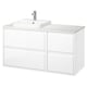 ÄNGSJÖN / BACKSJÖN Bathroom vanity with sink & faucet, high gloss white/white marble effect, 49x21 1/2x28 1/4 "