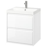 ÄNGSJÖN / BACKSJÖN Bathroom vanity with sink & faucet, high gloss white, 24 1/8x21x27 1/2 "