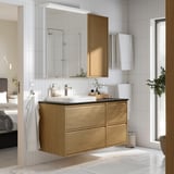 ÄNGSJÖN / BACKSJÖN Bathroom vanity with sink & faucet, oak effect/black marble effect, 49x21 1/2x28 1/4 "