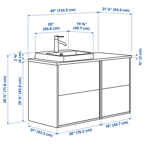 Illustration with measurements for the product: ÄNGSJÖN.