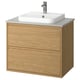 ÄNGSJÖN / BACKSJÖN Bathroom vanity with sink & faucet, oak effect/gray stone effect, 31x21 1/2x28 1/4 "