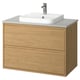 ÄNGSJÖN / BACKSJÖN Bathroom vanity with sink & faucet, oak effect/gray stone effect, 37x21 1/2x28 1/4 "