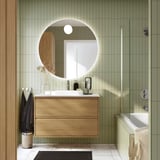 ÄNGSJÖN / BACKSJÖN Bathroom vanity with sink & faucet, oak effect/white marble effect, 37x21 1/2x28 1/4 "
