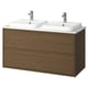 ÄNGSJÖN / BACKSJÖN Bathroom vanity with sink & faucets, brown oak effect/white marble effect, 49x21 1/2x28 1/4 "