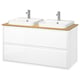 ÄNGSJÖN / BACKSJÖN Bathroom vanity with sink & faucets, high gloss white/bamboo, 49x21 1/2x28 1/4 "