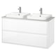 ÄNGSJÖN / BACKSJÖN Bathroom vanity with sink & faucets, high gloss white/gray stone effect, 49x21 1/2x28 1/4 "