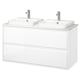 ÄNGSJÖN / BACKSJÖN Bathroom vanity with sink & faucets, high gloss white/white marble effect, 49x21 1/2x28 1/4 "
