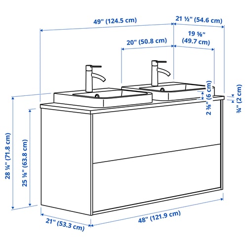 Illustration with measurements for the product: ÄNGSJÖN.