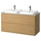 Option: ÄNGSJÖN / BACKSJÖN Bathroom vanity with sink & faucets, oak effect/gray stone effect, 49x21 1/2x28 1/4 "