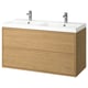 ÄNGSJÖN / BACKSJÖN Bathroom vanity with sink & faucets, oak effect, 48 1/8x21x27 1/2 "