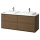 ÄNGSJÖN / BACKSJÖN Double vanity with sink & faucet, brown oak effect/white marble effect, 61x21 1/2x28 1/4 "