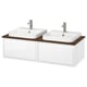 ÄNGSJÖN / BACKSJÖN Double vanity with sink & faucet, high gloss white/brown walnut effect, 49x21 1/2x16 1/4 "