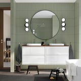 ÄNGSJÖN / BACKSJÖN Double vanity with sink & faucet, high gloss white/brown walnut effect, 61x21 1/2x28 1/4 "