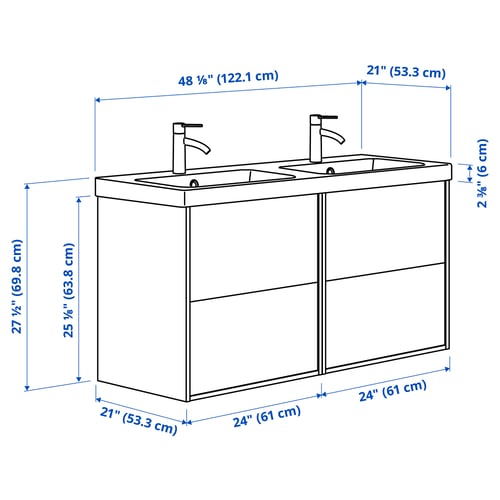 Illustration with measurements for the product: ÄNGSJÖN.