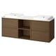 ÄNGSJÖN / BACKSJÖN Wash-stand/wash-basins, brown oak effect/white marble effect, 67x21 1/2x28 1/4 "