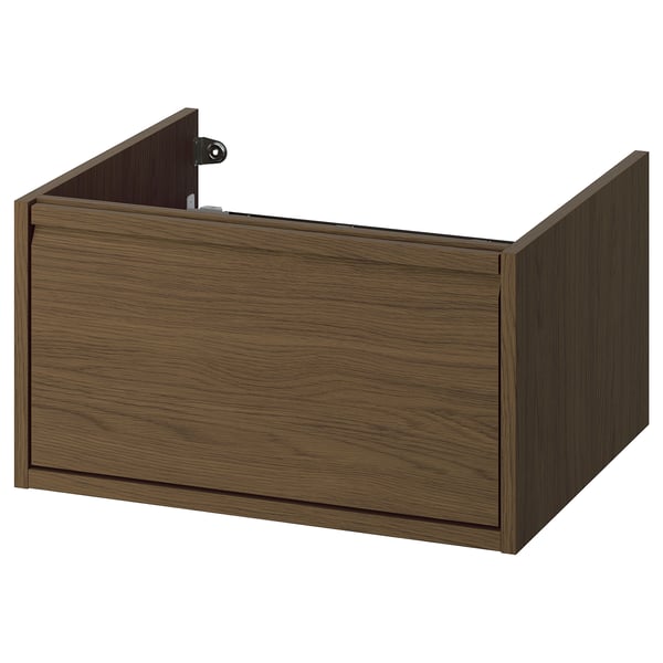 ÄNGSJÖN Bathroom vanity with drawer, brown oak effect, 24x21x13 1/8 "